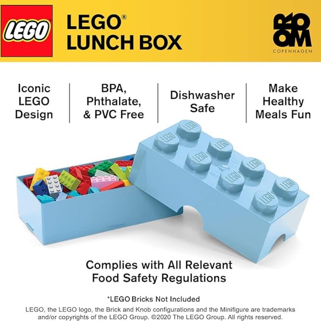 LEGO Lunch Storage Box Brick 20x10x 8cm Light Blue