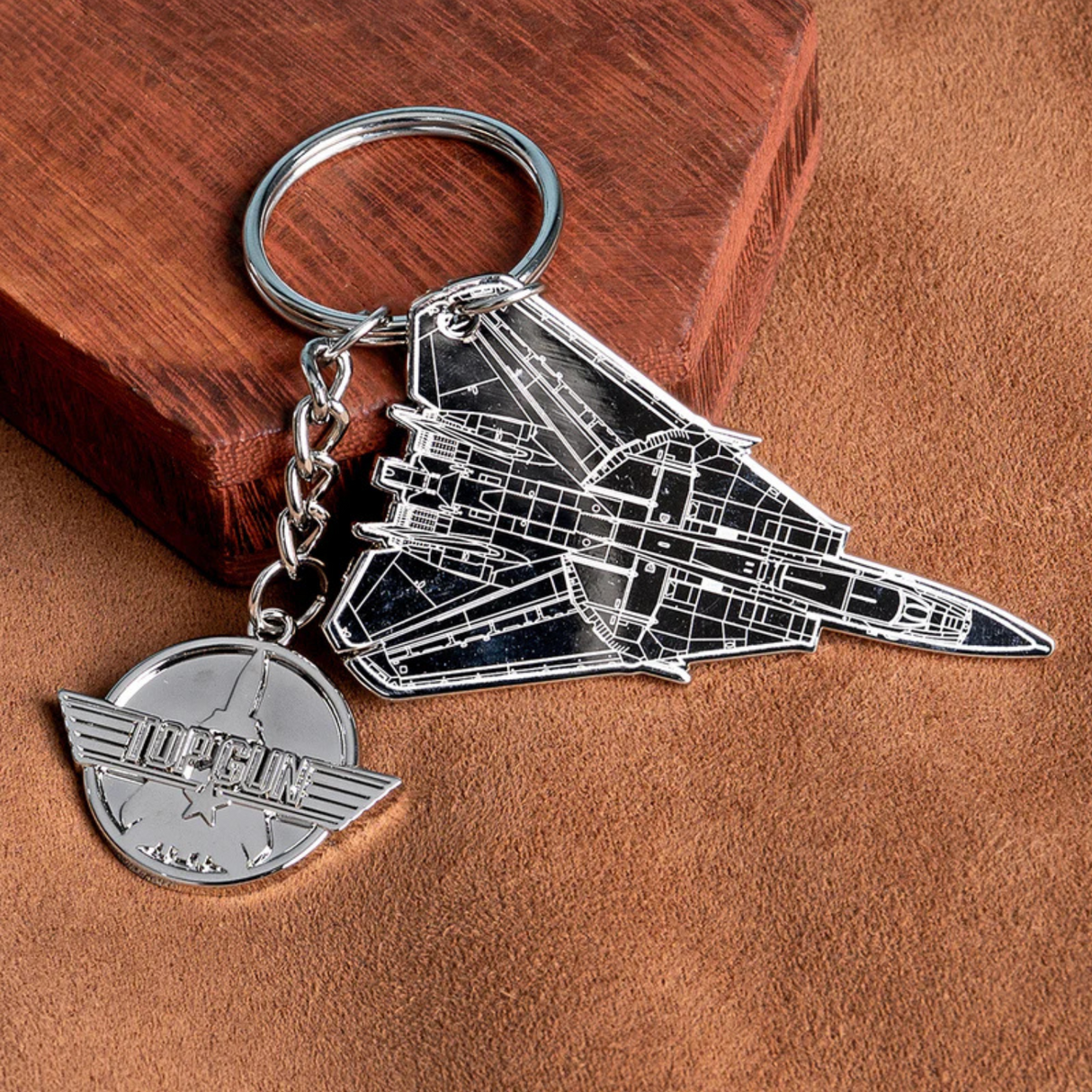 Top Gun Metal Fighter Jet Keyring Silver