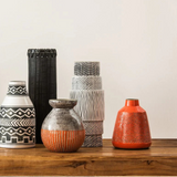 Mono Earthenware Vase Black and White Design