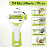 3-in-1 Food Straight Julienne Serrated Peeler for Vegetables and Fruit