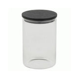 Clear Glass Cylinder Storage Jar with Black Lid 550ml