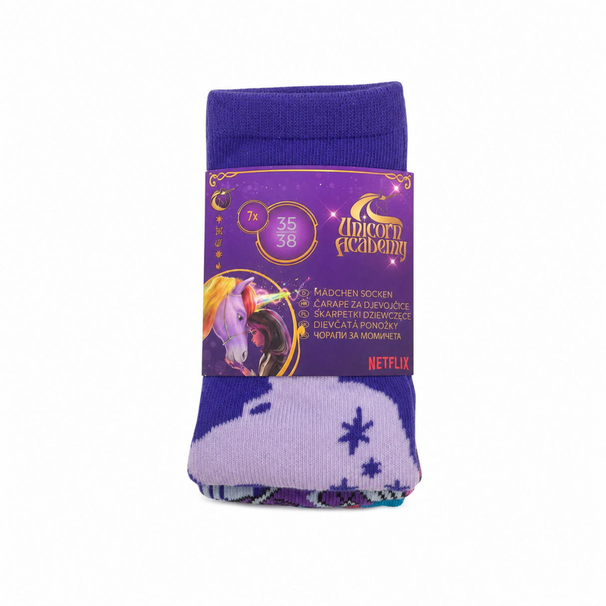 Girls Unicorn Academy 7 Pack Multicolour Socks EU 35-38 UK 2.5-5