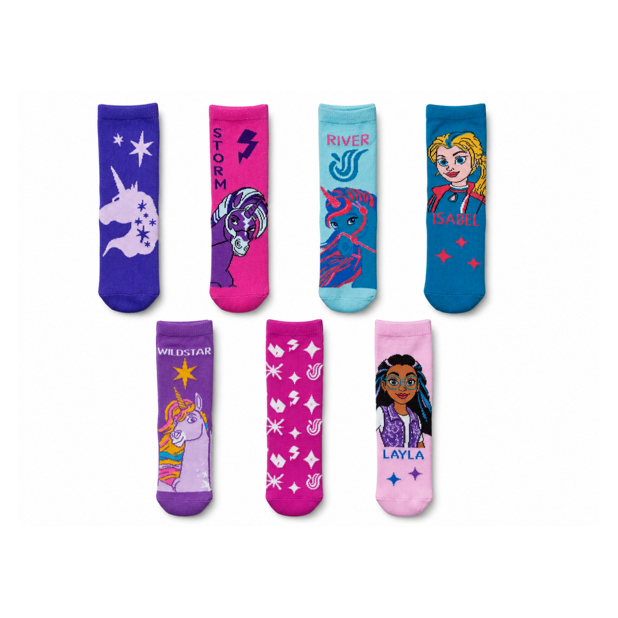 Girls Unicorn Academy 7 Pack Multicolour Socks EU 27-30 UK 9-12