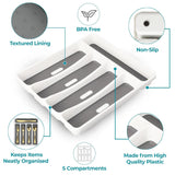 5 Compartment Utensil Cutlery Tray Organiser White and Grey