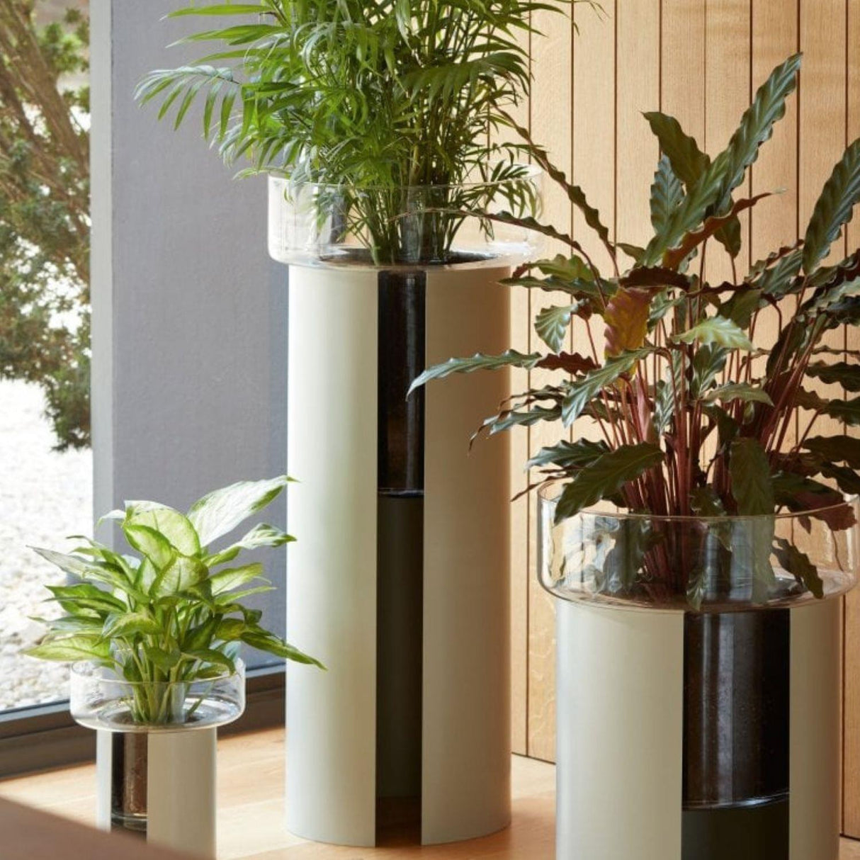 LSA Terrazza Planter H60cm Clear and Grey