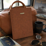 Top Gun PU Leather Travel Tech Portfolio Tan