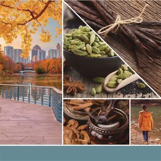 Yankee Candle Evening Riverwalk large tumbler evokes autumn riverwalk scenes and warm spices