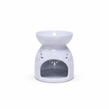 Modern White Ceramic Wax Burner with Decorative Flower Cutouts