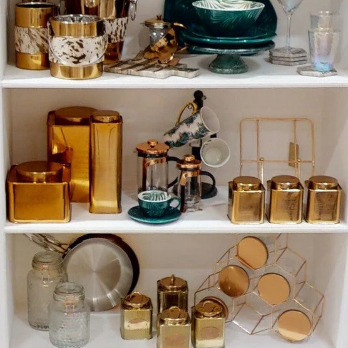 Clear Glass Cylinder Storage Jar with Bronze Lid 950ml