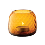 LSA Dapple Mouth Blown Glass Tealight Holder Vase 7cm Amber