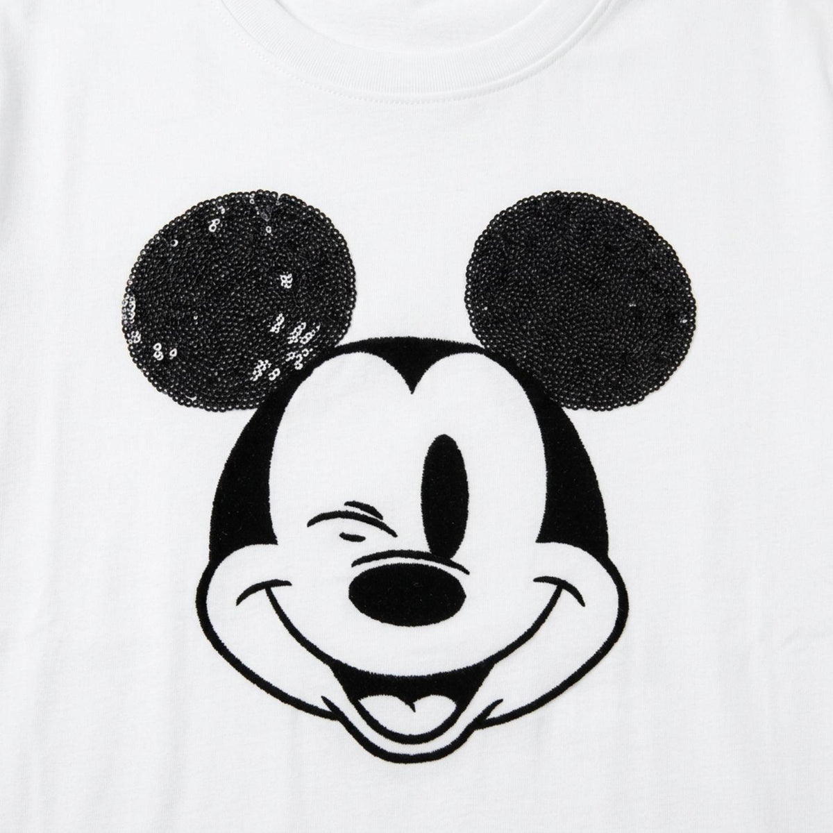 Women's Mickey Mouse T-Shirt 100% Cotton Sequin Detail Size S White