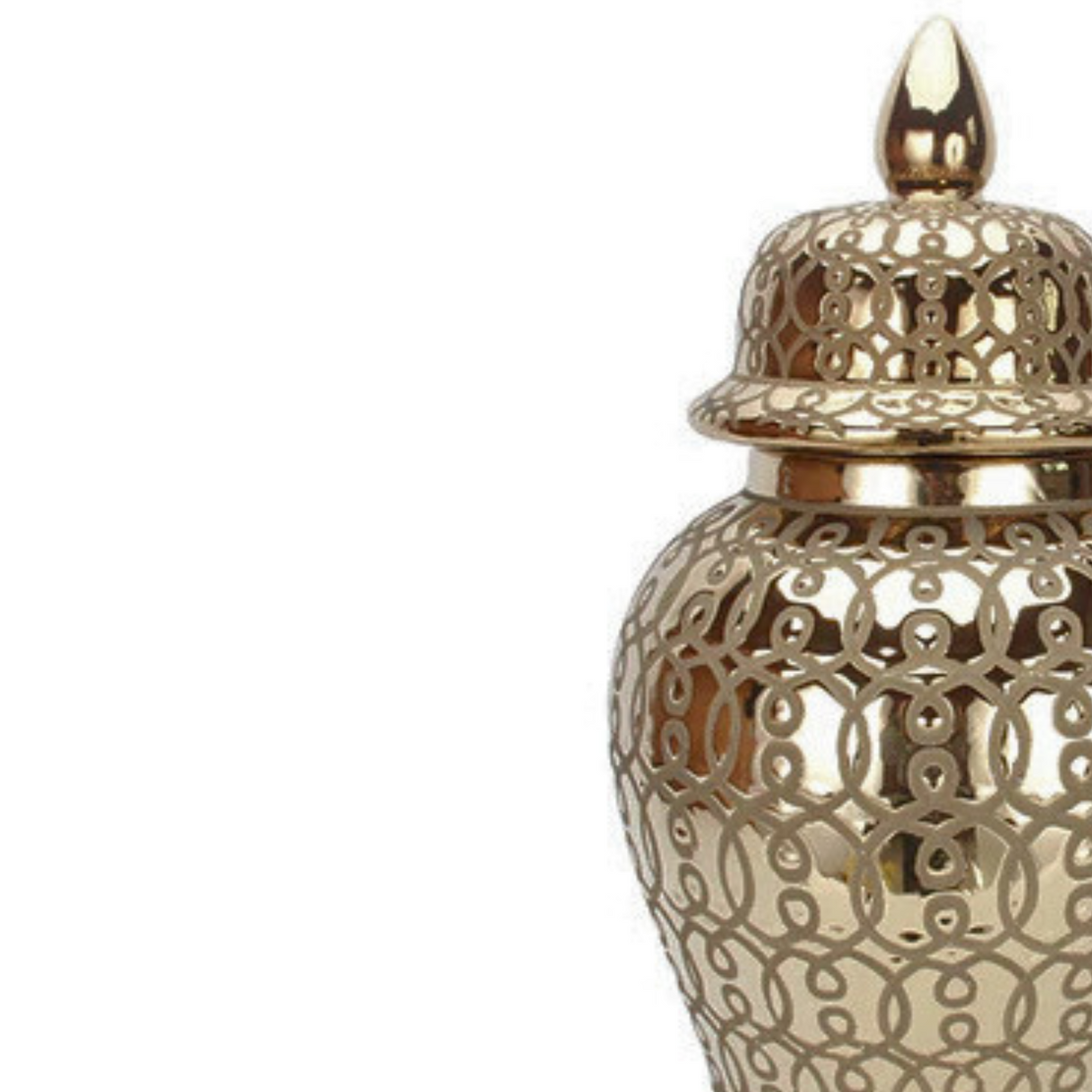 Gold Patterned Lidded Decorative Jar H50cm