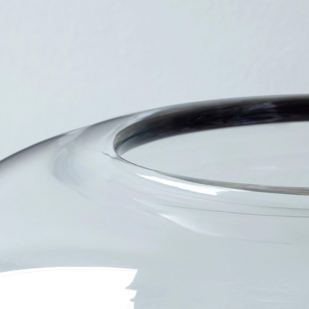 LSA Oblate Glass Vase Lantern 19.5cm with Walnut Base Clear