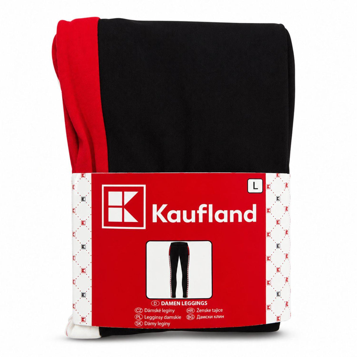 Kaufland Women's Logo Cotton Stretch Leggings Black Red Size L