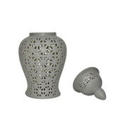 Cut-Out Ginger Decorative Jar with Lid H60cm Grey