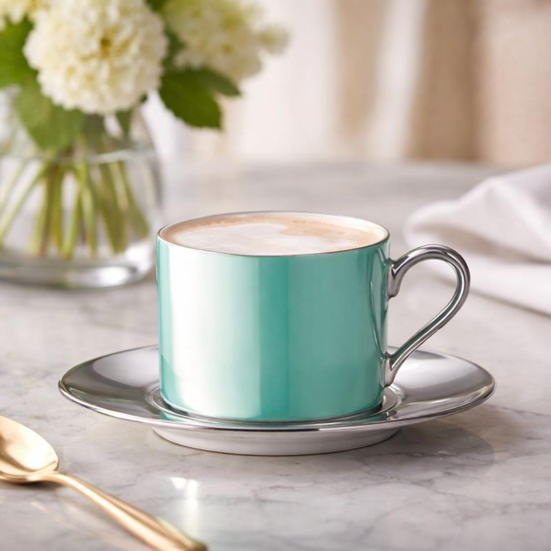 LSA Palazzo Porcelain Teacup and Saucer 250ml Sea Green