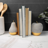 Modern Concrete Apple and Pear Decorative Ornament Set with Gold Detail