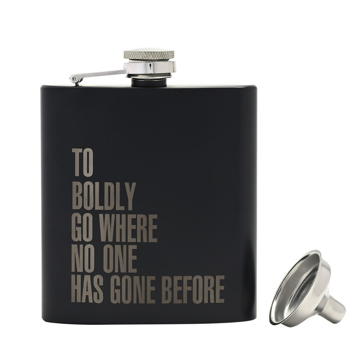 Star Trek "Boldly Go" Stainless Steel Hip Flask Black