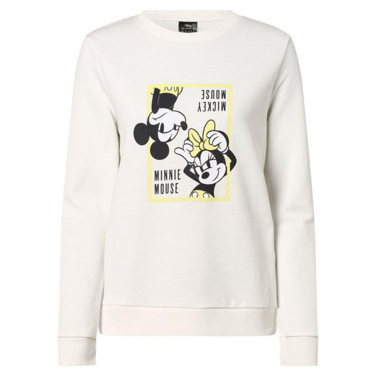 Women's Mickey & Minnie Mouse Jumper 100% Cotton French Terry Size L White