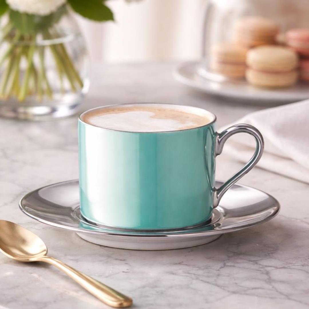 LSA Palazzo Porcelain Teacup and Saucer 250ml Sea Green