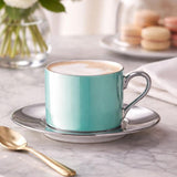 LSA Palazzo Porcelain Teacup and Saucer 250ml Sea Green