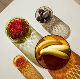 LSA Dapple Mouth-Blown Glass Bowl 22.5cm Sun Amber