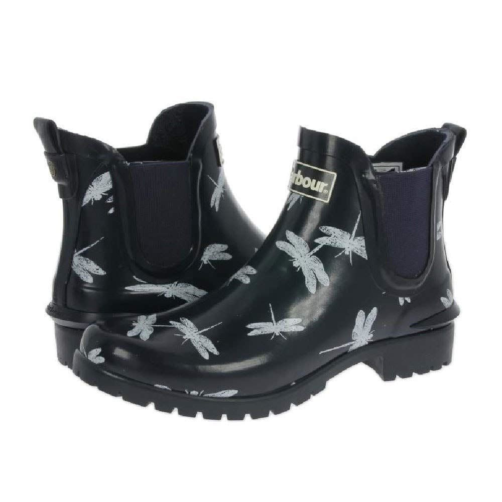 Barbour Wilton Wellies - UK4 Navy/Dragon Fly Pattern
