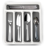 5 Compartment Utensil Cutlery Tray Organiser White and Grey