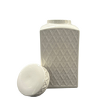 Embossed Diamond Glossy Ceramic Lidded Jar H29cm White