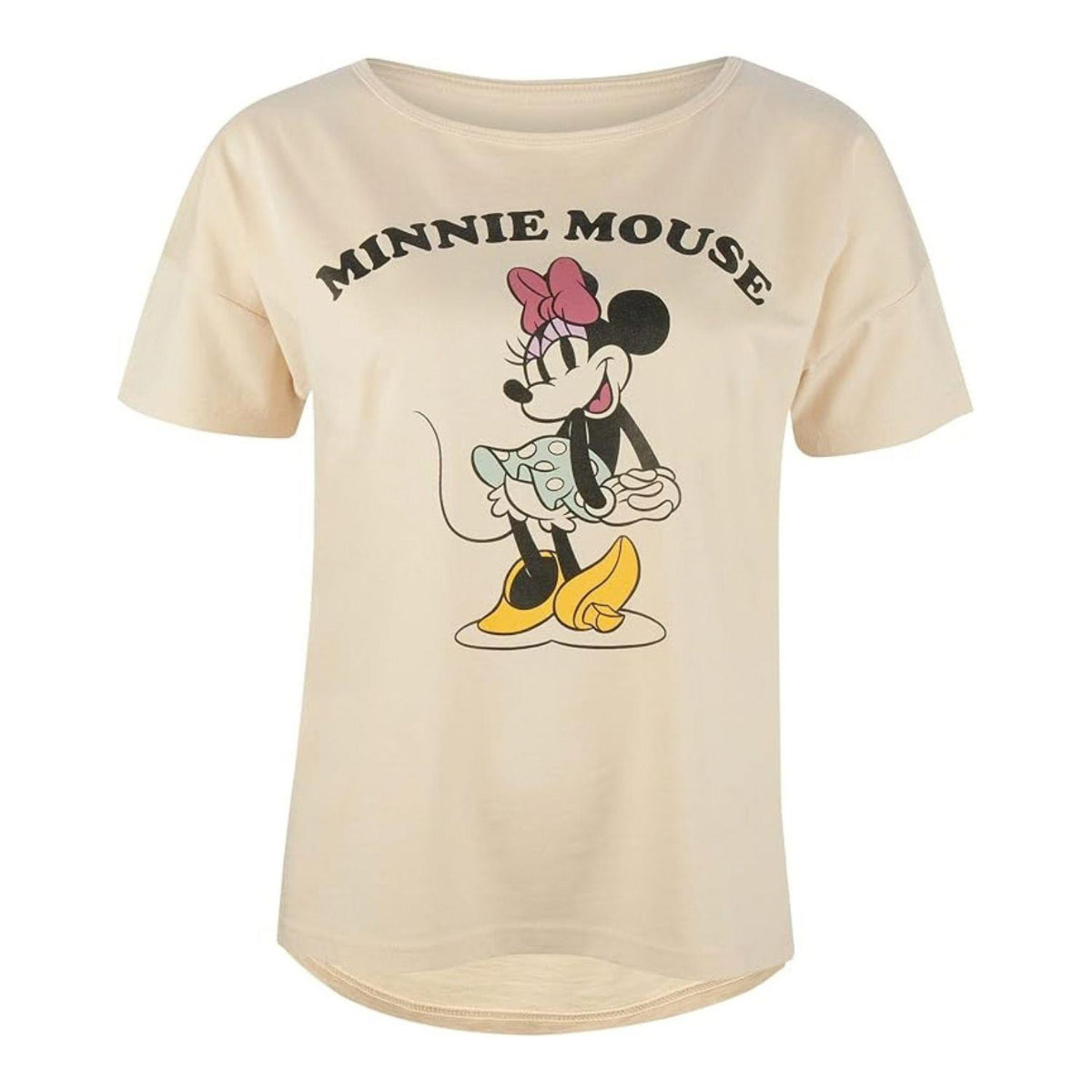 Disney Minnie Mouse Women's 100% Cotton Short Sleeve T-Shirt Size L Cream