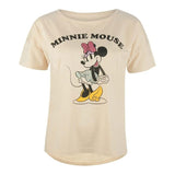 Disney Minnie Mouse Women's 100% Cotton Short Sleeve T-Shirt Size L Cream