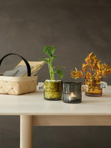 LSA Glass Tealight Holder with Handle 9cm Slate