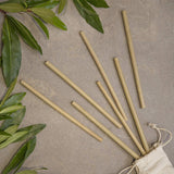 Bamboo Drinking Straws Pack of 12 with Cleaning Brush and Bag