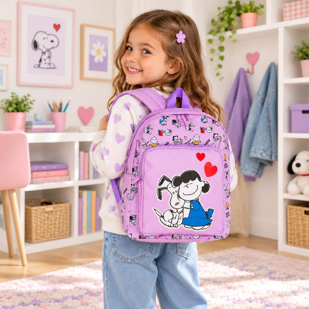 Girls' Peanuts Snoopy & Lucy Backpack Lilac