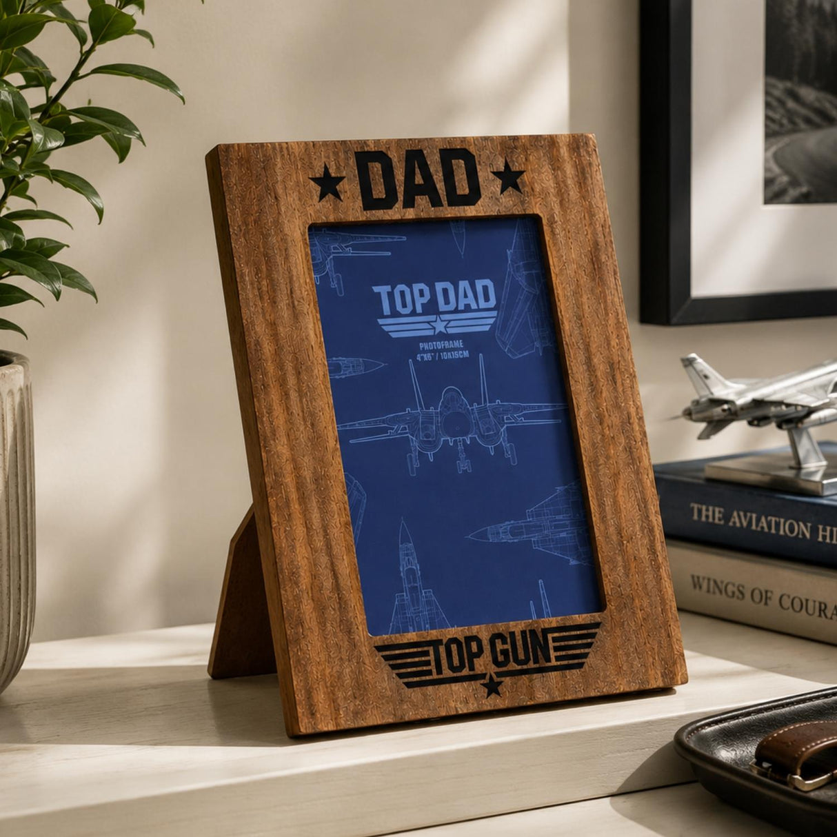 Top Gun Top Dad Photo Frame Brown