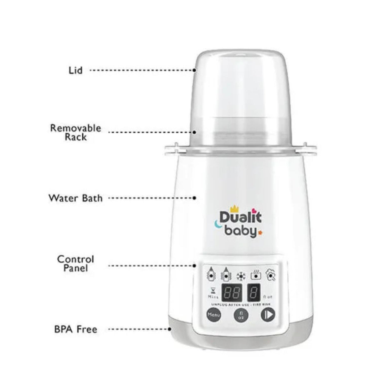 Dualit Baby Range Single Bottle Warmer White and Grey