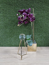 Crystal Ball with Gold Geometric Metal Stand 23cm Glass Sphere Decor