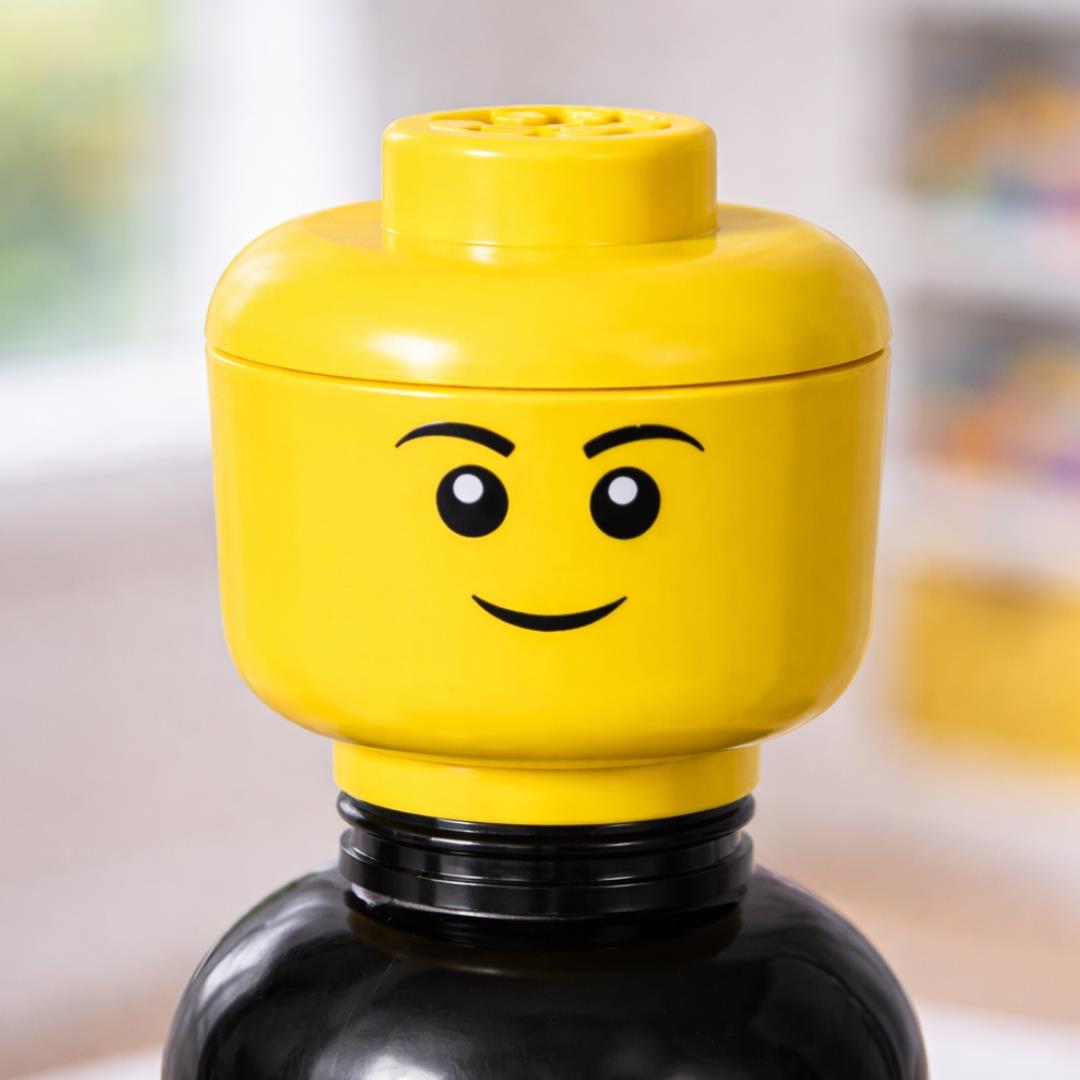 LEGO Head Water Bottle 0.4L Kids School Drink Flask H25cm Black