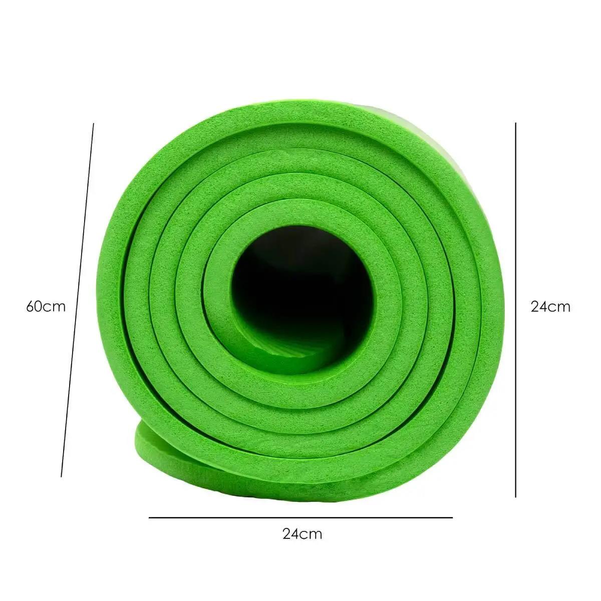 UBUNG Yoga Mat Non Slip with Carry Strap 10mm Thick Exercise Mat for Home Workouts Pilates Yoga Green