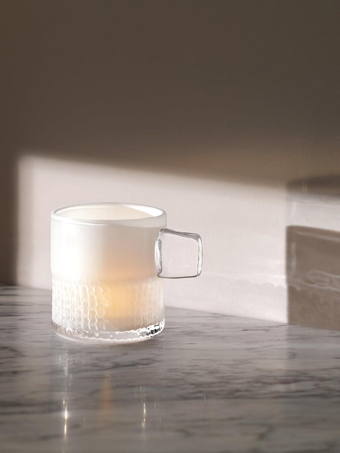 LSA Glass Tealight Holder with Handle 9cm Milk White