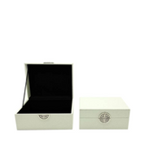 White Faux Leather Keepsake Box with Metal Clasp Set of 2