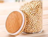 Clear Glass Cylinder Storage Jar with Bamboo Lid 550ml