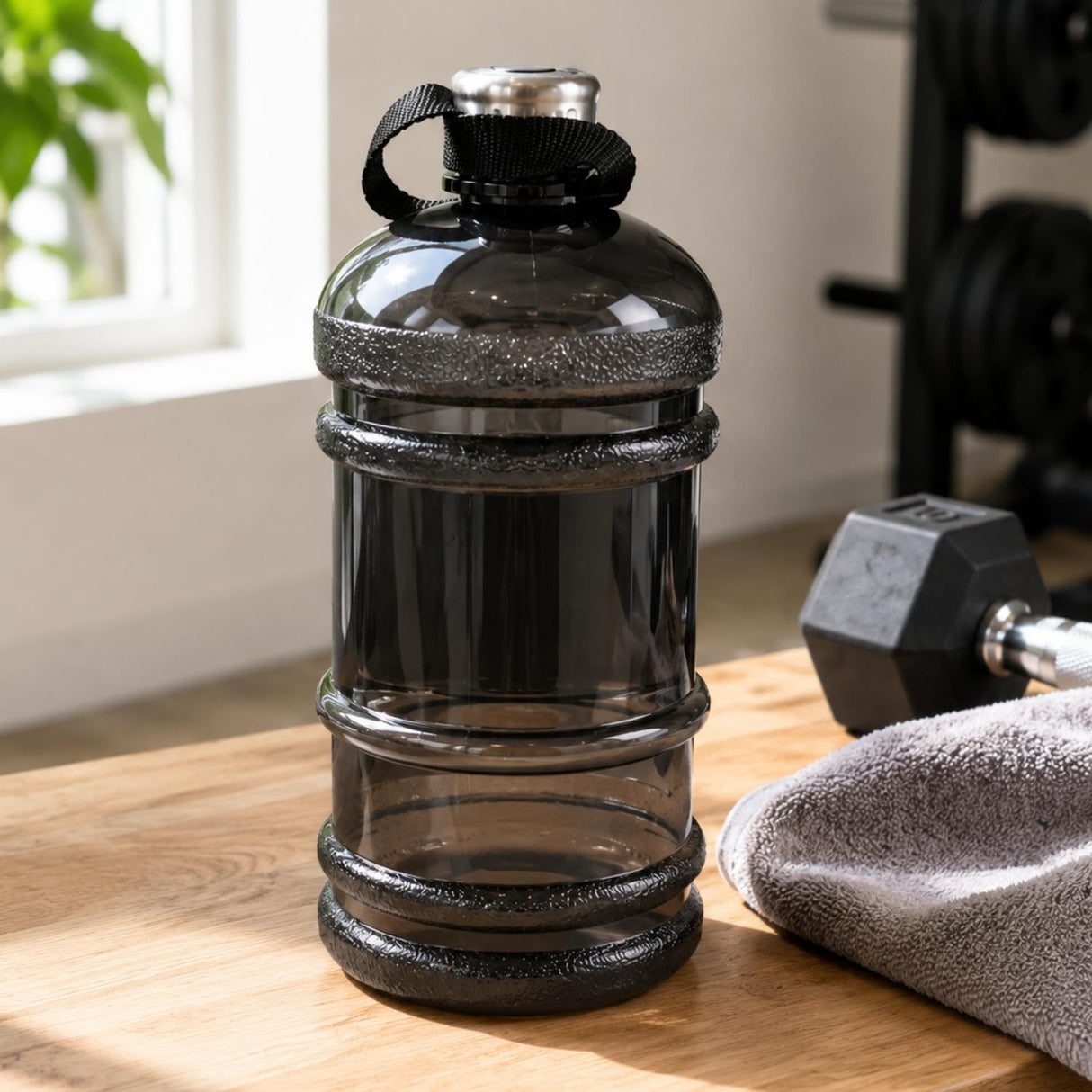 Bourgini 2.2L Sports Dumbbell Water Bottle Black