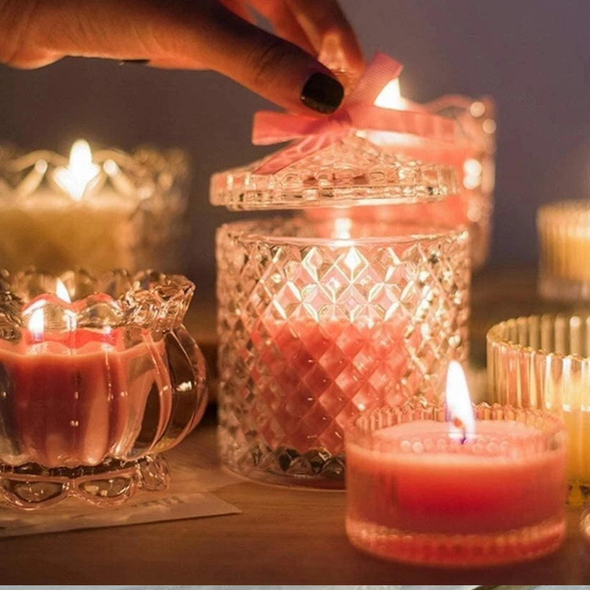 Elegant Crystal Storage Jar with Lid H14cm