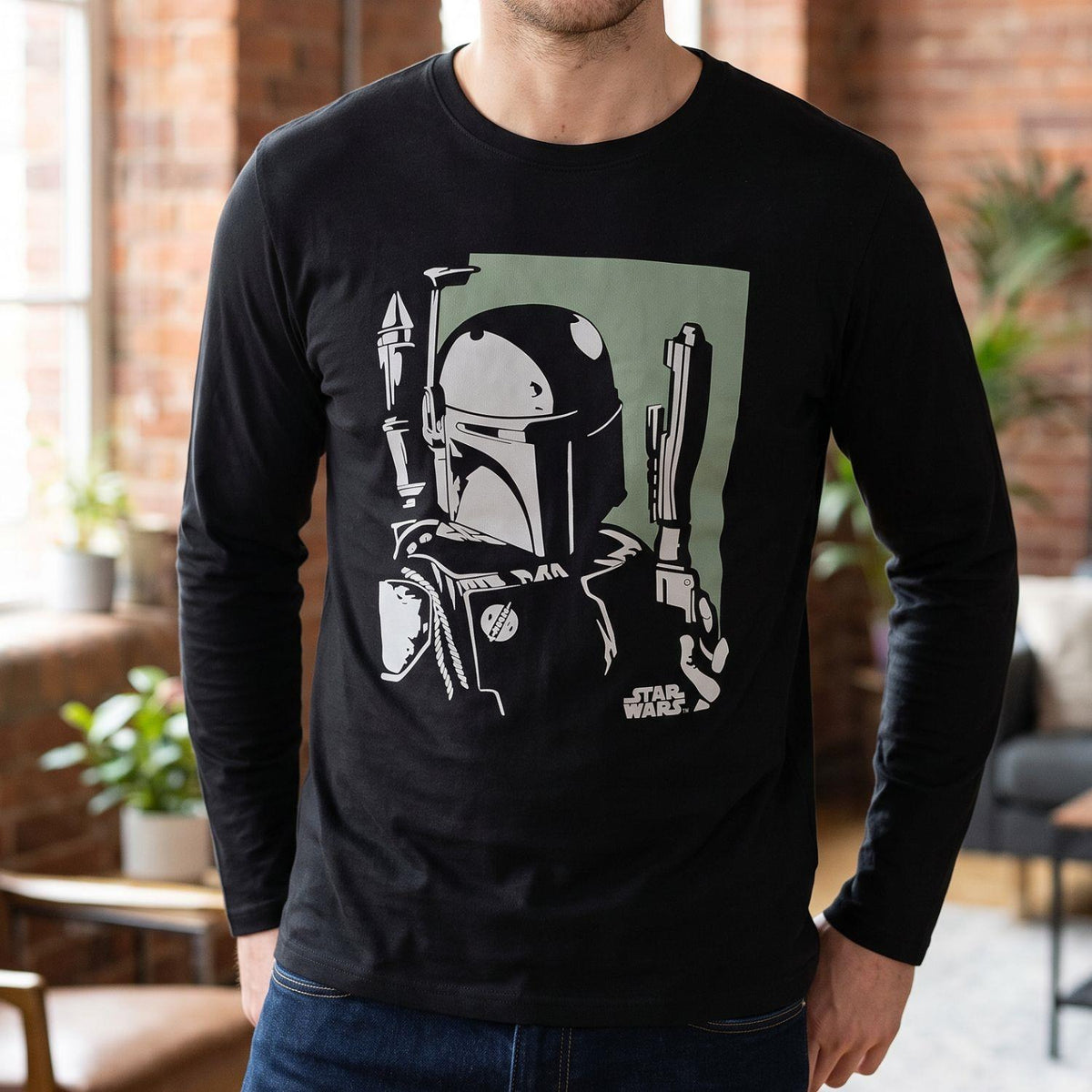 Star Wars Boba Fett Long Sleeve Graphic T-Shirt Size XXL Black