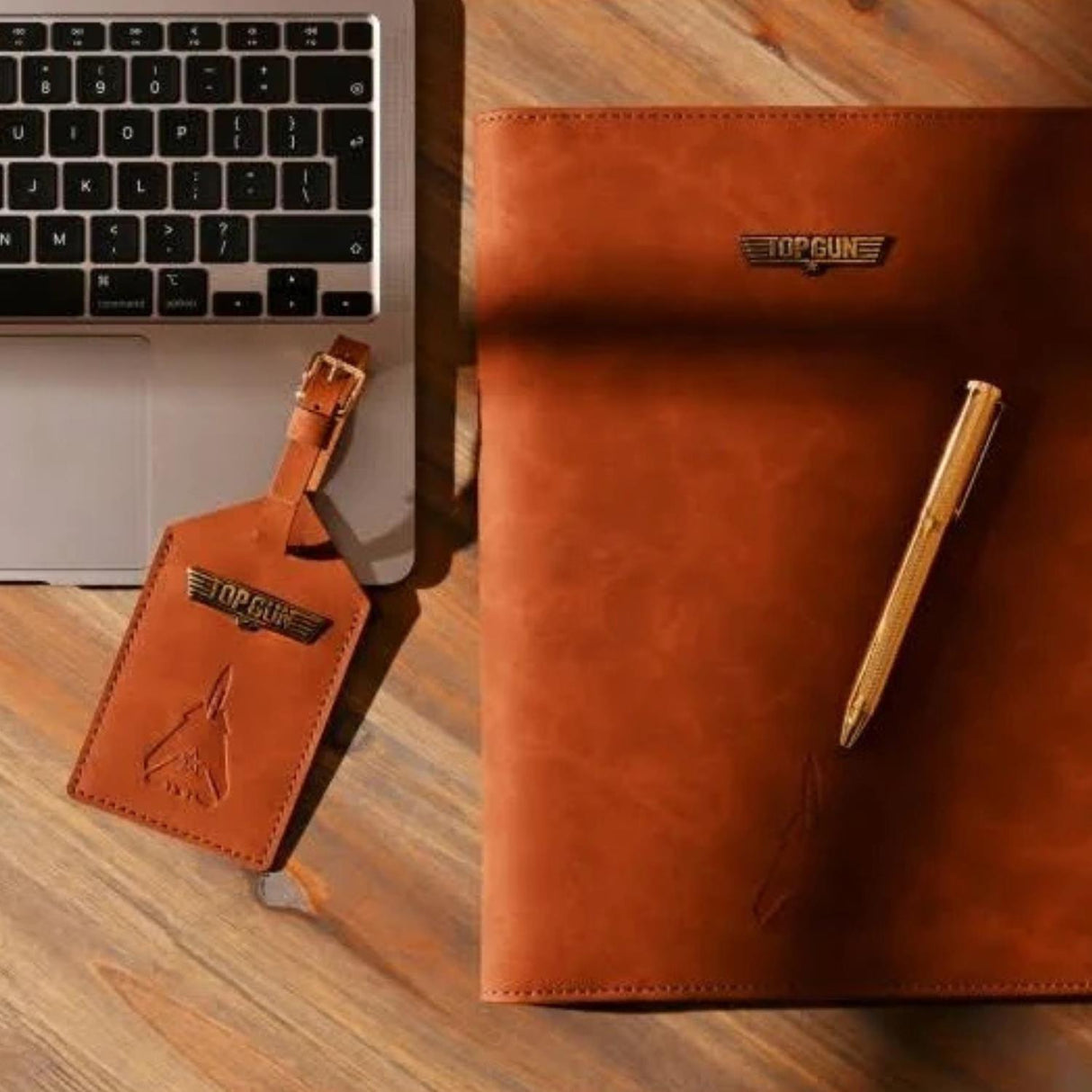 Top Gun PU Leather Travel Tech Portfolio Tan