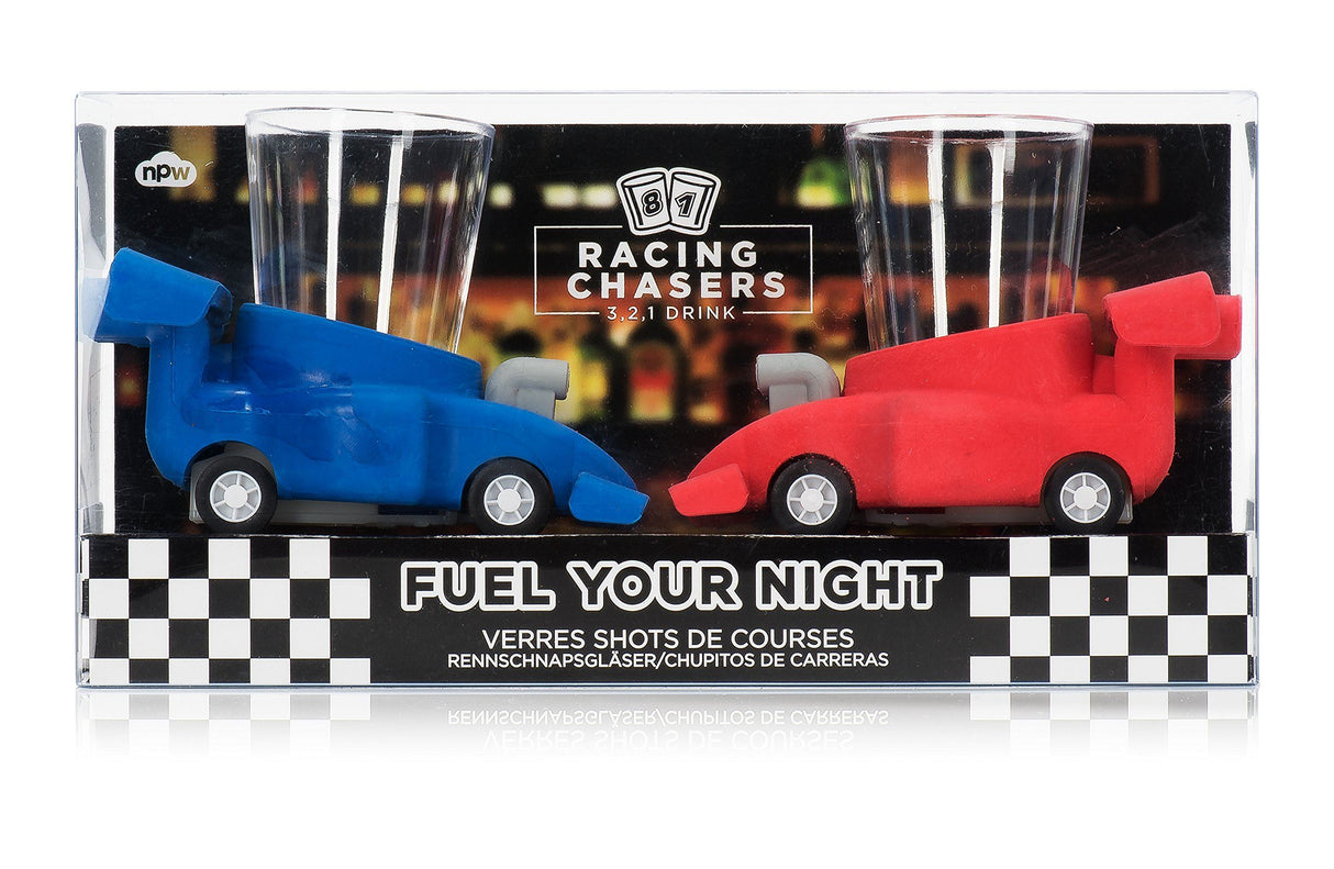 Racing Car Shot Glass Set of 2 - Red & Blue - Plastic