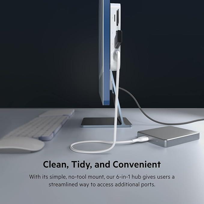 Belkin 6-in-1 USB-C Multiport Hub with Mount - White