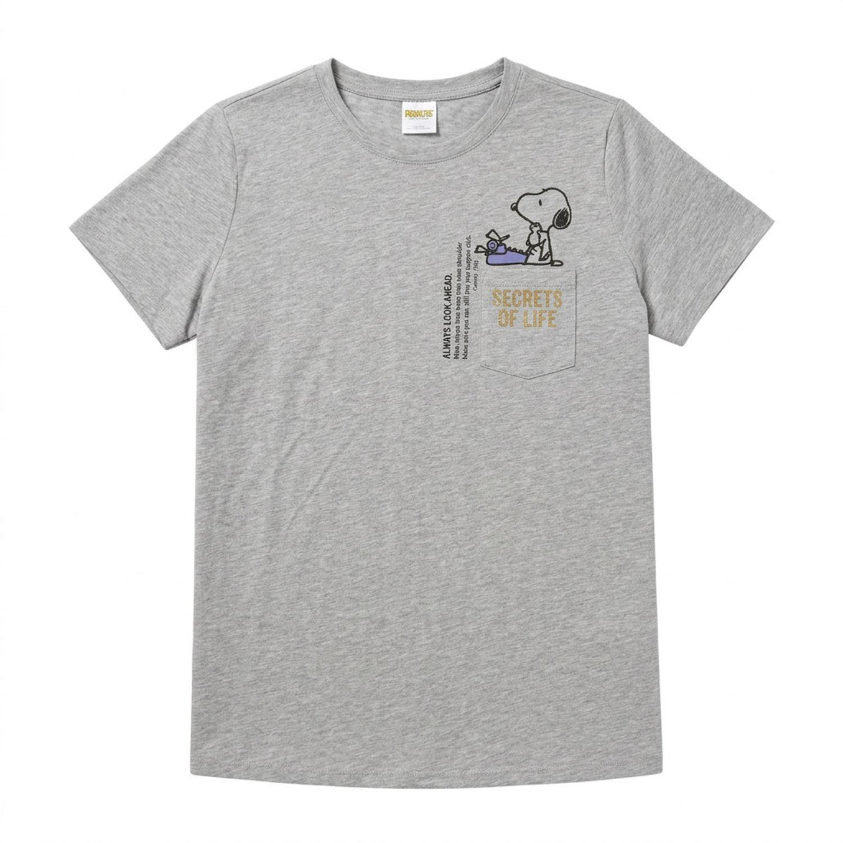 Women's Snoopy T-Shirt  Short Sleeve Cotton Polyester Blend Size L Grey