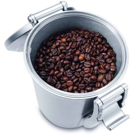 CLICKK Home Store stainless steel coffee canister filled with dark roasted coffee beans